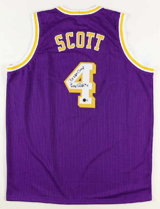 Byron Scott Signed Los Angeles Lakers Purple Jersey (Beckett) 3xNBA Champion