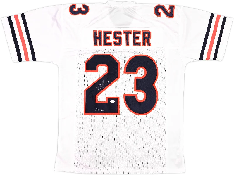 Chicago Bears Devin Hester Autographed White Jersey Light Autos "HOF 23" JSA Stock #234653