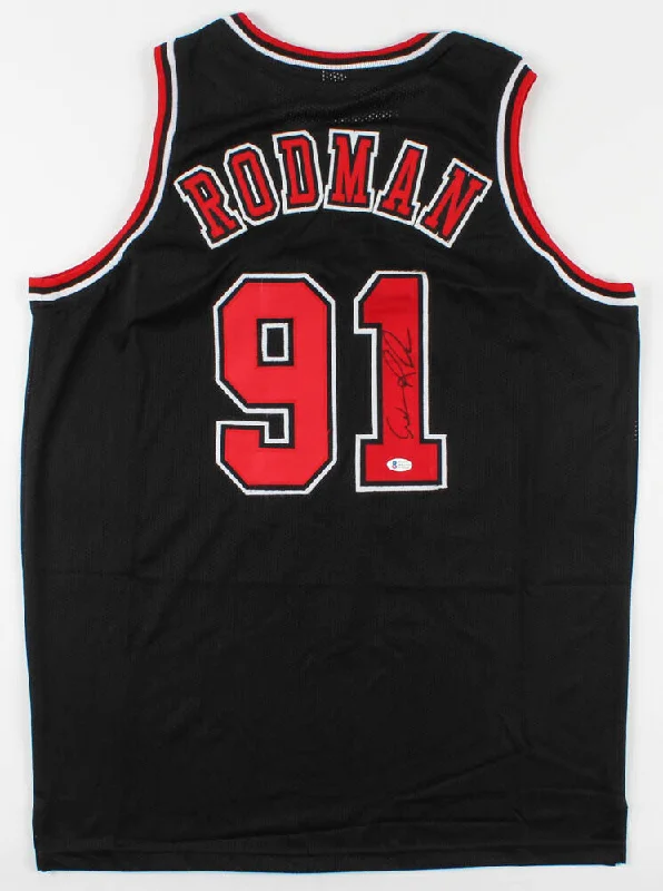 Dennis Rodman Signed Chicago Bulls Jersey (Beckett COA) NBA Leading Rebounder