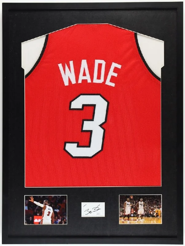 Dwyane Wade Signed Framed Cut Display w/ Jersey Swatch (JSA) Miami Heat Guard