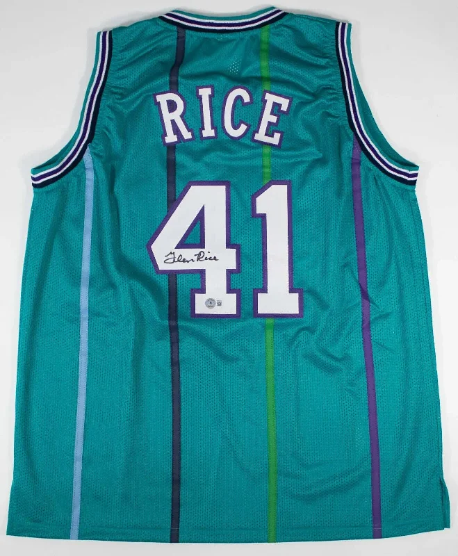 Glen Rice Signed Charlotte Hornets Teal Pinstriped Jersey (Beckett) 3xAll Star