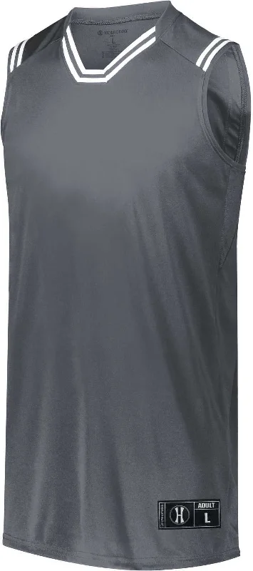 Holloway 224076 Retro Basketball Jersey - Graphite White