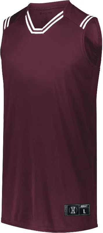 Holloway 224076 Retro Basketball Jersey - Maroon White