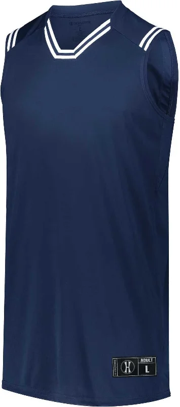 Holloway 224076 Retro Basketball Jersey - Navy White