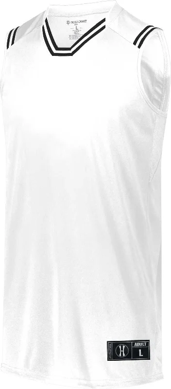 Holloway 224076 Retro Basketball Jersey - White Black