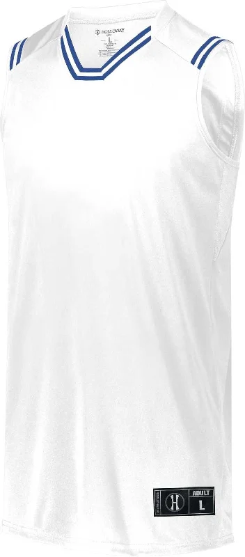 Holloway 224076 Retro Basketball Jersey - White Royal