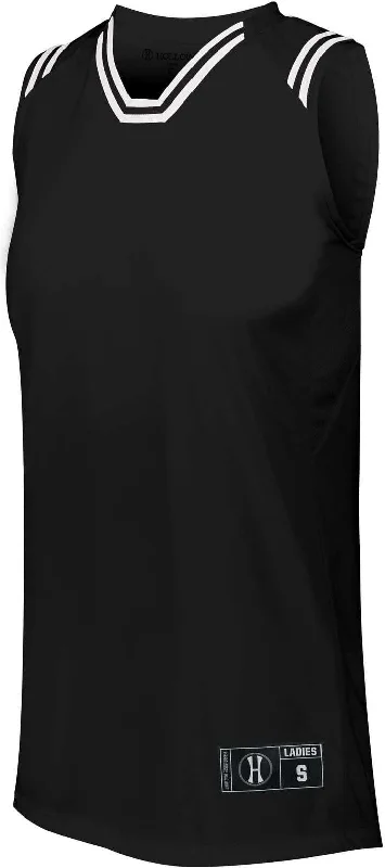 Holloway 224376 Ladies Retro Basketball Jersey - Black White