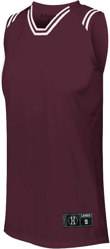 Holloway 224376 Ladies Retro Basketball Jersey - Maroon White