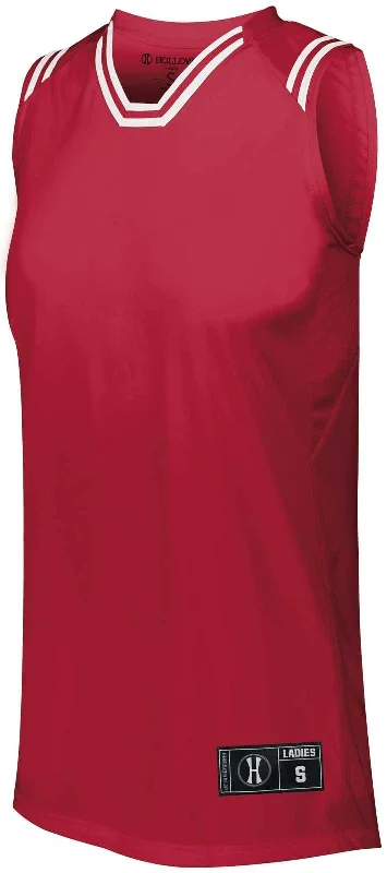 Holloway 224376 Ladies Retro Basketball Jersey - Scarlet White