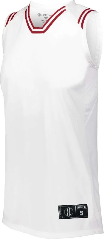 Holloway 224376 Ladies Retro Basketball Jersey - White Scarlet