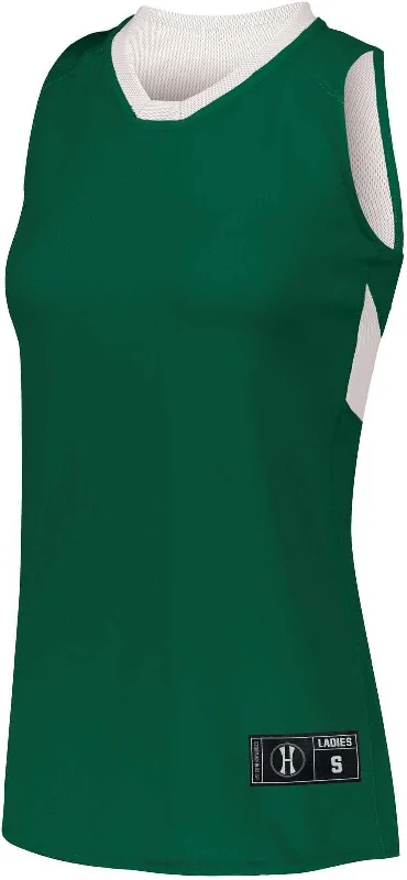 Holloway 224378 Ladies Dual-Side Single Ply Basketball Jersey - Forest White