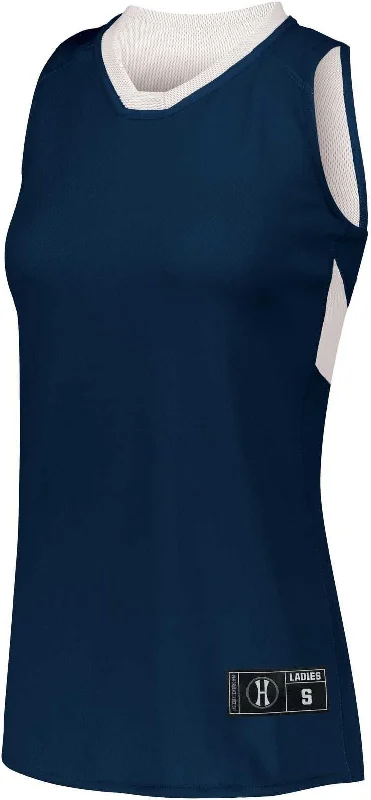 Holloway 224378 Ladies Dual-Side Single Ply Basketball Jersey - Navy White