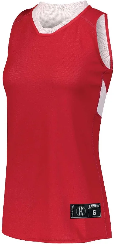 Holloway 224378 Ladies Dual-Side Single Ply Basketball Jersey - Scarlet White