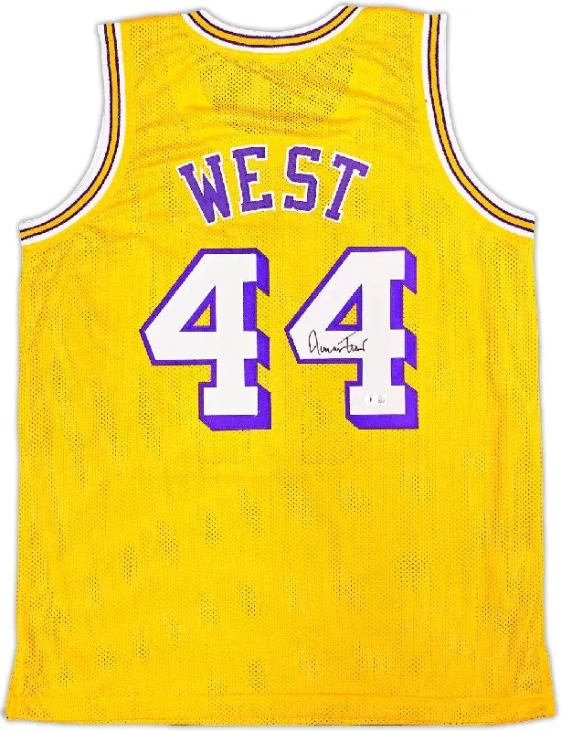 Jerry West Los Angeles Signed Yellow Basketball Jersey BAS