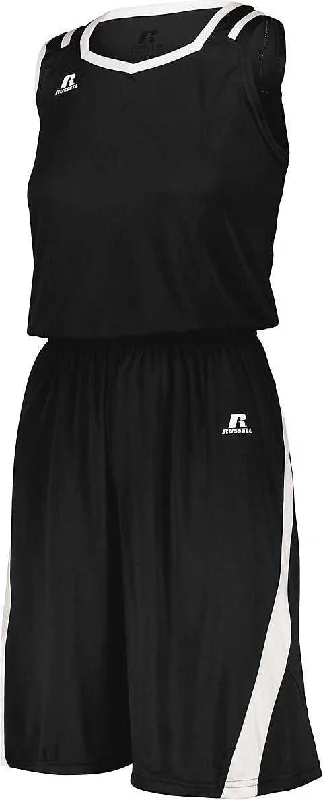 Russell 3B1X2X Ladies Athletic Cut Jersey - Black White