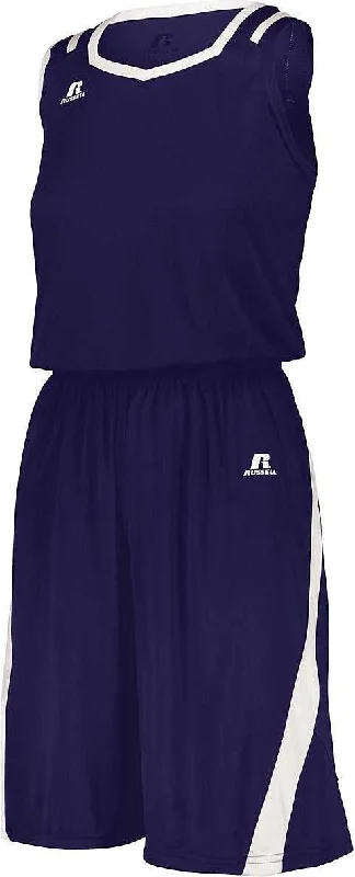 Russell 3B1X2X Ladies Athletic Cut Jersey - Purple White