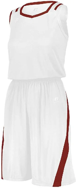 Russell 3B1X2X Ladies Athletic Cut Jersey - White True Red