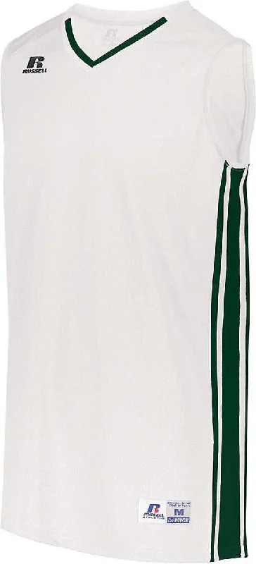 Russell 4B1VTB Youth Legacy Basketball Jersey - White Dark Green