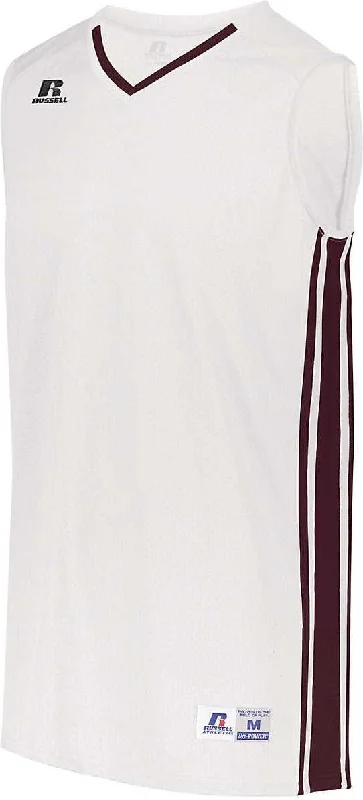 Russell 4B1VTB Youth Legacy Basketball Jersey - White Maroon