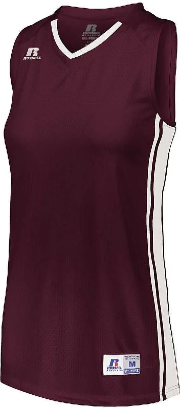 Russell 4B1VTX Ladies Legacy Basketball Jersey - Maroon White