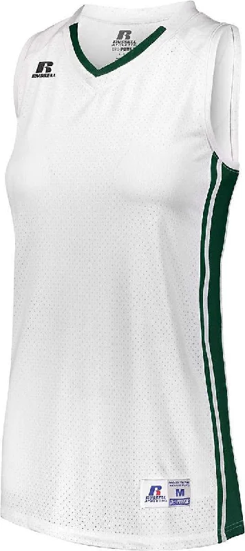 Russell 4B1VTX Ladies Legacy Basketball Jersey - White Dark Green