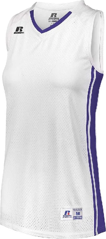 Russell 4B1VTX Ladies Legacy Basketball Jersey - White Purple