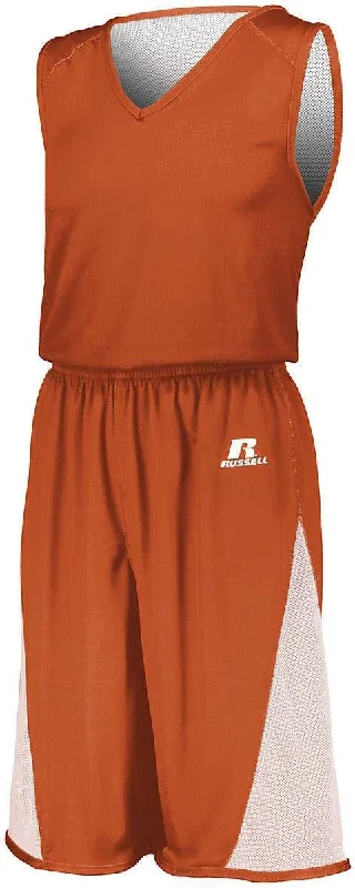 Russell 5R5DLB Youth Undivided Single Ply Reversible Jersey - Burnt Orange White