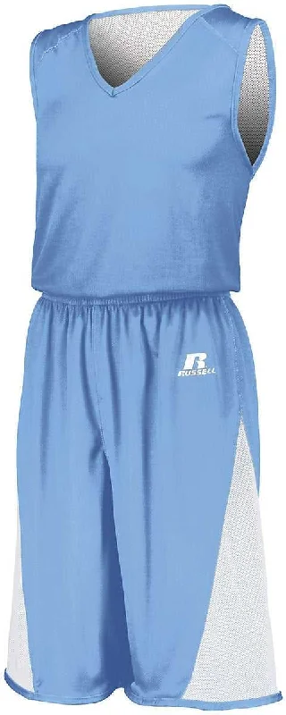 Russell 5R5DLB Youth Undivided Single Ply Reversible Jersey - Columbia Blue White