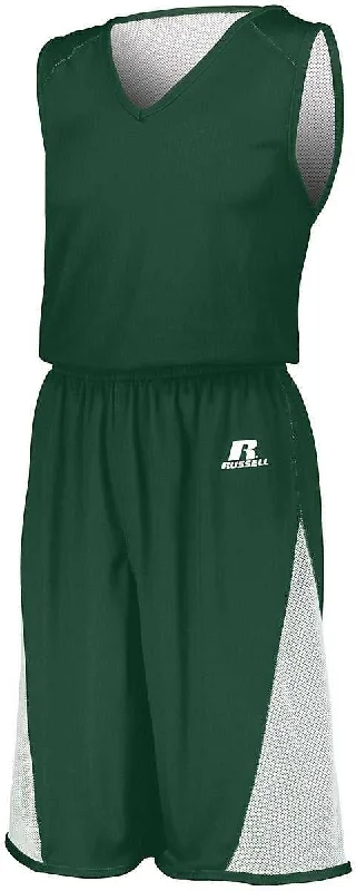 Russell 5R5DLB Youth Undivided Single Ply Reversible Jersey - Dark Green White