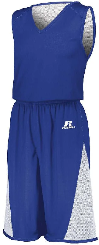 Russell 5R5DLB Youth Undivided Single Ply Reversible Jersey - Royal White