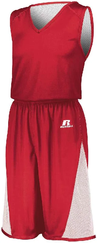 Russell 5R5DLB Youth Undivided Single Ply Reversible Jersey - True Red White