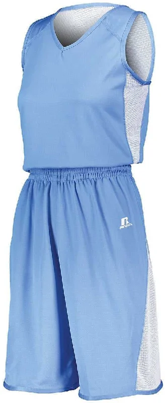 Russell 5R5DLX Ladies Undivided Single Ply Reversible Jersey - Columbia Blue White