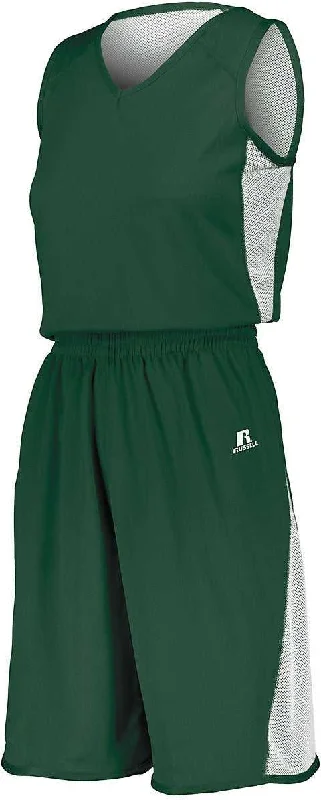 Russell 5R5DLX Ladies Undivided Single Ply Reversible Jersey - Dark Green White