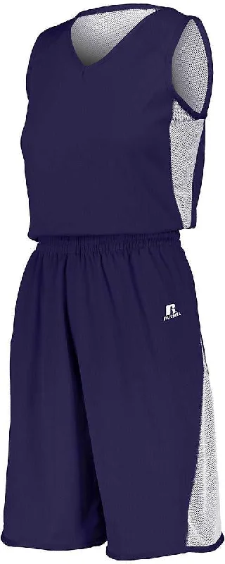 Russell 5R5DLX Ladies Undivided Single Ply Reversible Jersey - Purple White