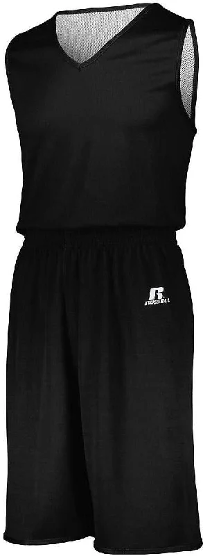 Russell 5R9DLB Youth Undivided Solid Single Ply Reversible Jersey - Black White