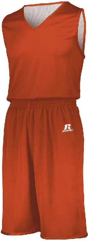 Russell 5R9DLB Youth Undivided Solid Single Ply Reversible Jersey - Burnt Orange White