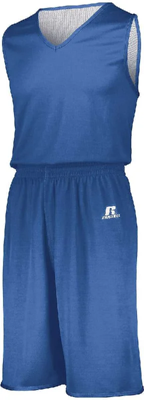 Russell 5R9DLB Youth Undivided Solid Single Ply Reversible Jersey - Columbia Blue White