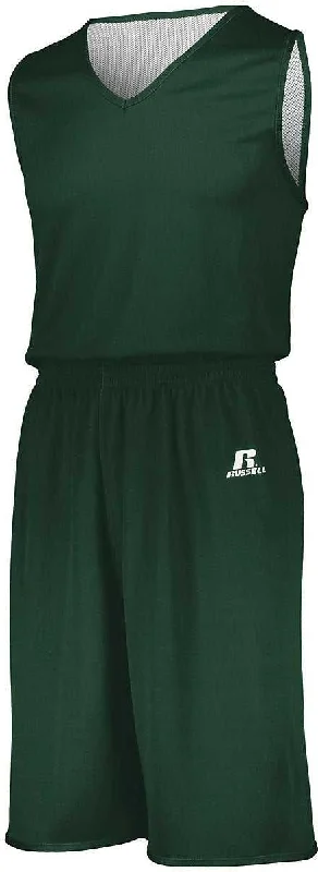 Russell 5R9DLB Youth Undivided Solid Single Ply Reversible Jersey - Dark Green White