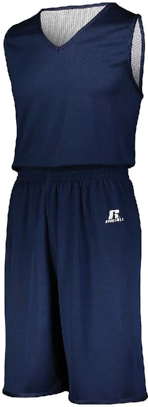 Russell 5R9DLB Youth Undivided Solid Single Ply Reversible Jersey - Navy White