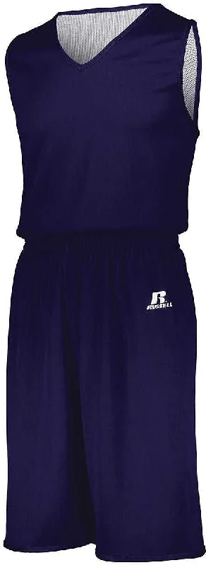 Russell 5R9DLB Youth Undivided Solid Single Ply Reversible Jersey - Purple White