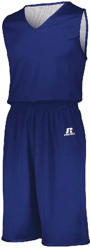 Russell 5R9DLB Youth Undivided Solid Single Ply Reversible Jersey - Royal White