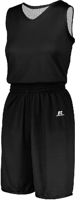 Russell 5R9DLX Ladies Undivided Solid Single Ply Reversible Jersey - Black White