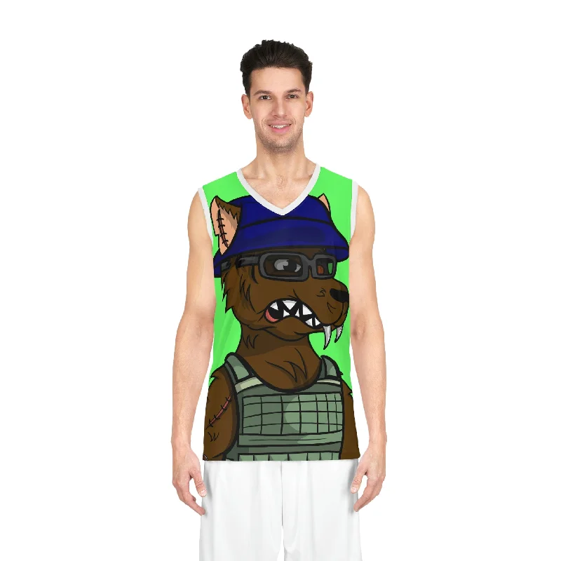 Scifi Wolf Anime Army Basketball Jersey