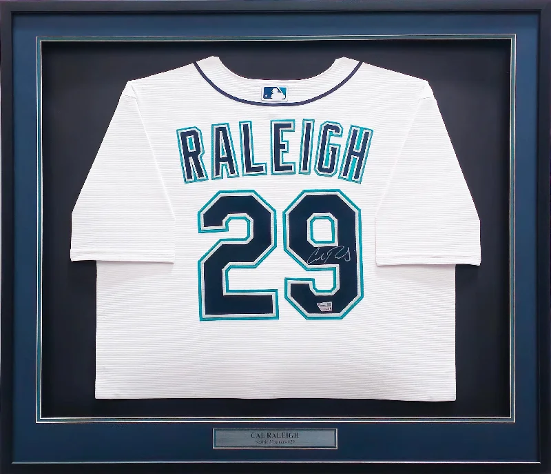 Seattle Mariners Cal Raleigh Autographed Framed White Nike Jersey Fanatics Holo Stock #234593