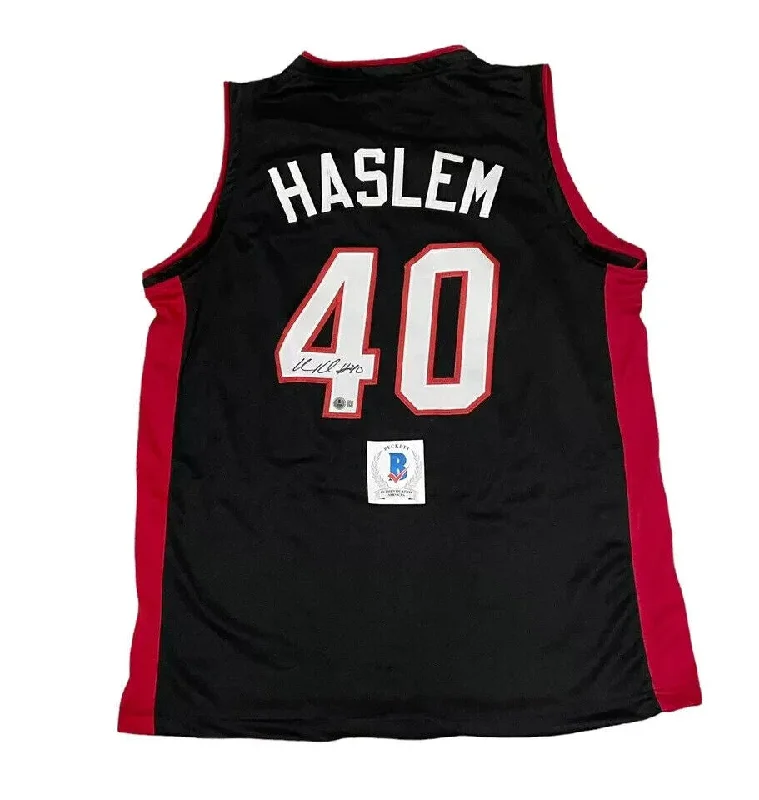 Udonis Haslem Signed Miami Heat Black Jersey (Beckett) 3xNBA Champion / Forward