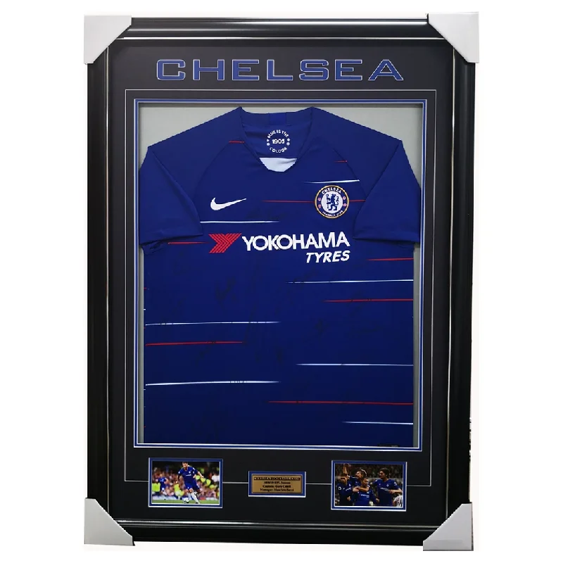 Chelsea Signed 2018/19 Team Signed Jersey Framed Pedro Luiz Cahill + Coa - 3545