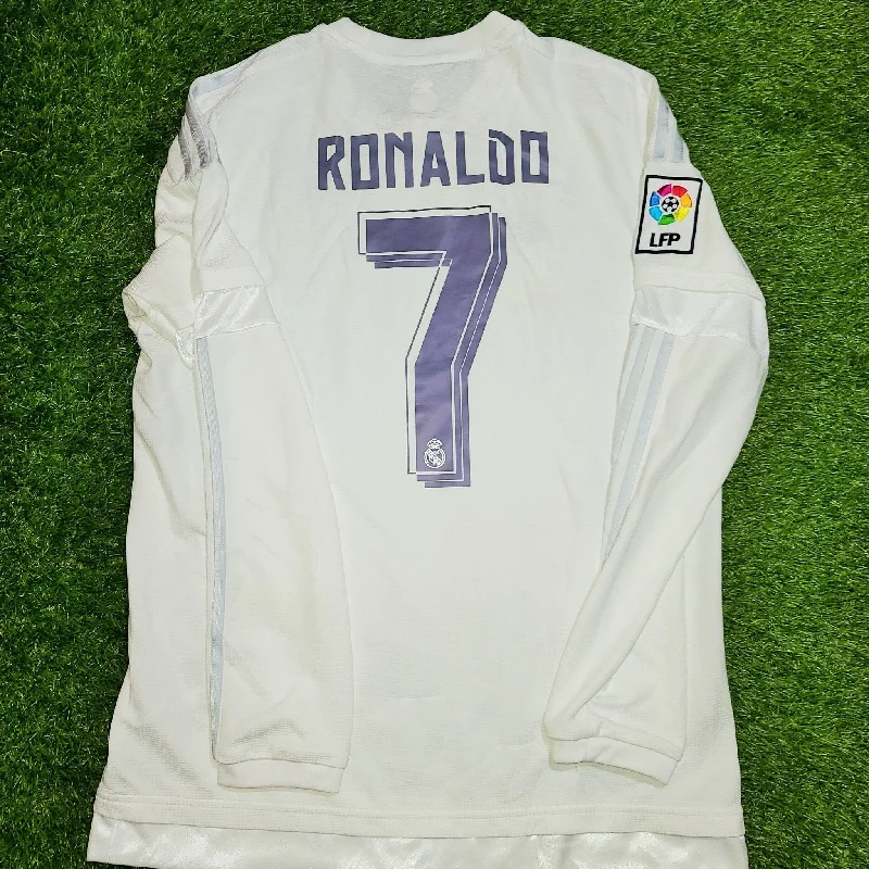 Cristiano Ronaldo Real Madrid 2015 2016 Long Sleeve Jersey Camiseta Shirt Maglia L SKU# S12653