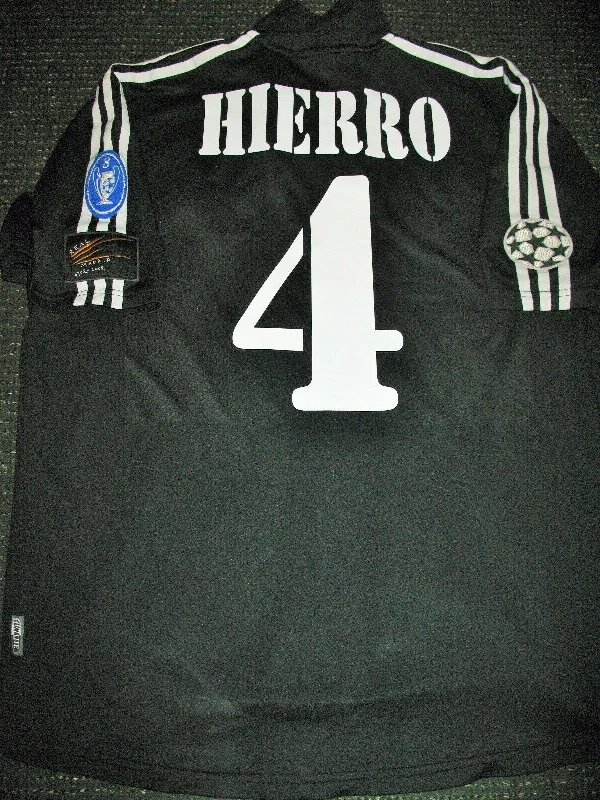 Hierro Real Madrid 2001 2002 Black UEFA Jersey Shirt Camiseta Maglia L