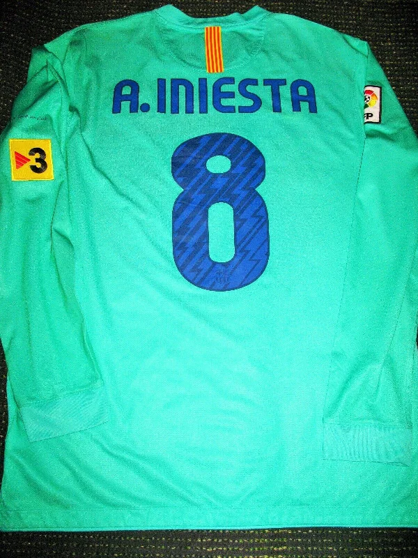 Iniesta Barcelona 2010 2011 Green Long Sleeve Jersey Shirt Camiseta Maglia L