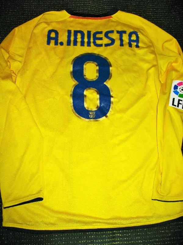 Iniesta Barcelona MATCH WORN 2008 2009 Yellow Long Sleeve Jersey Shirt Camiseta M